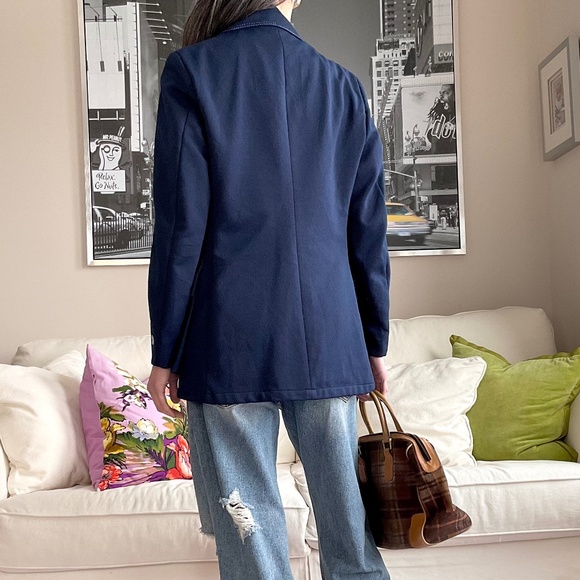 Vintage contrast stitching navy blazer - Picture 6 of 16
